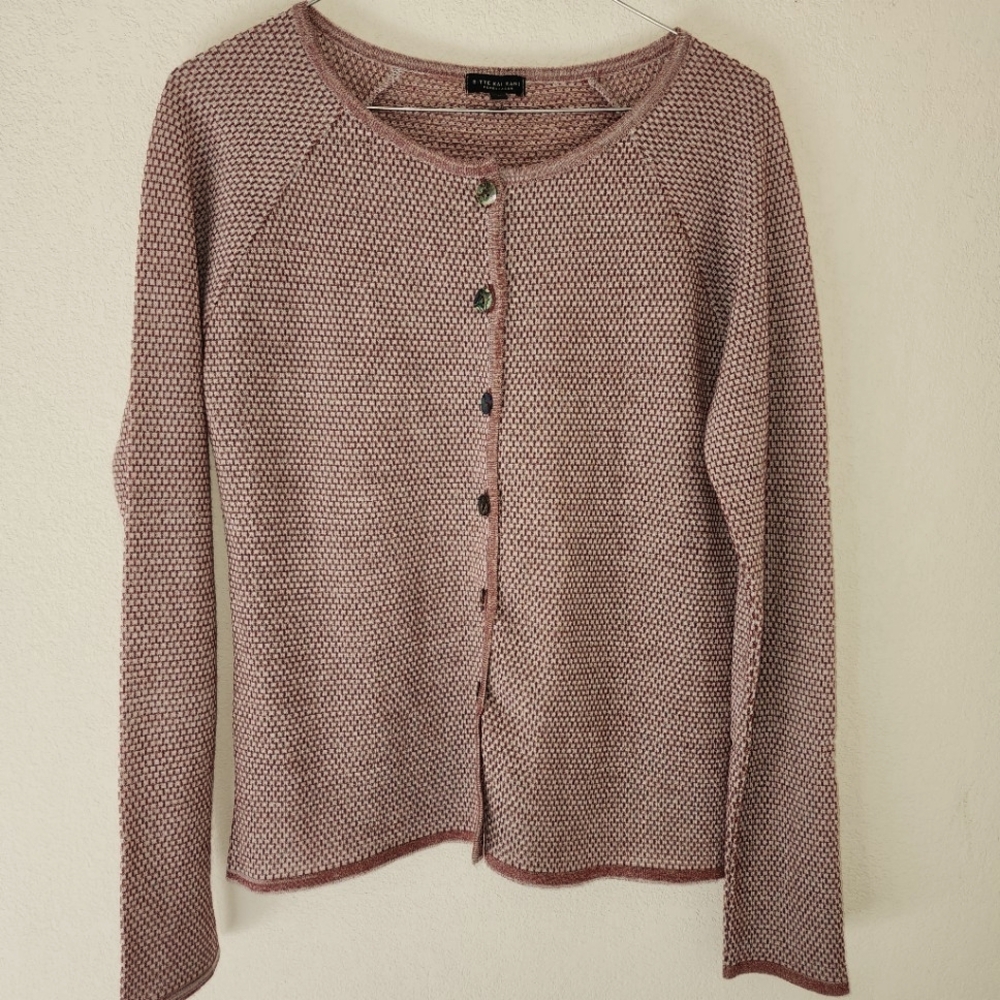 Bitte Kai Rand Burgundy Wool Metallic Buttoned Lightweight Cardigan Size Medium